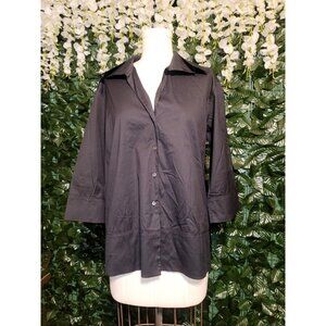 Mantu Italian Design Women's Black Sleeves 3/4 Dressy Blouse Size 38